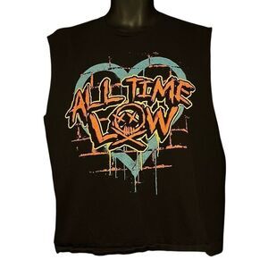 All Time Low Cutoff Sleeves Cropped Crop T-Shirt Men’s Large